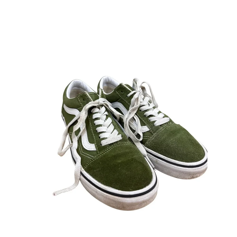 Vans Old Skool Pesto Green Suede Canvas Low Top Skate Shoes Mens 6.5 Womens 8